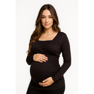 Women’s Maternal America Maternity/Nursing Ruched Back Top – Black – Size S –NWT